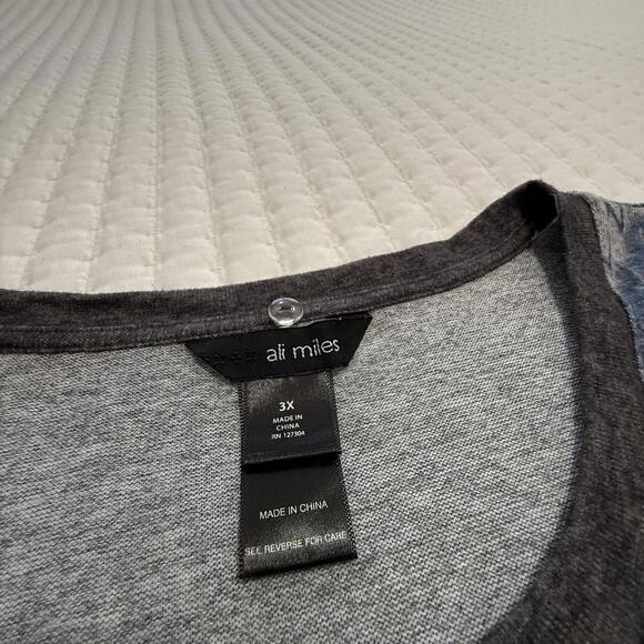 Ali Miles Wearable Art Blue Gray Pink Cozy Knit Shirt Top Sz 3X Women’s - Picture 9 of 12